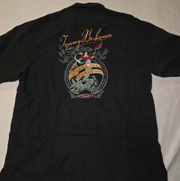 Tommy Bahama Other - Tommy Bahama Men's Black 'Wine a Little' embroidered shirt large
